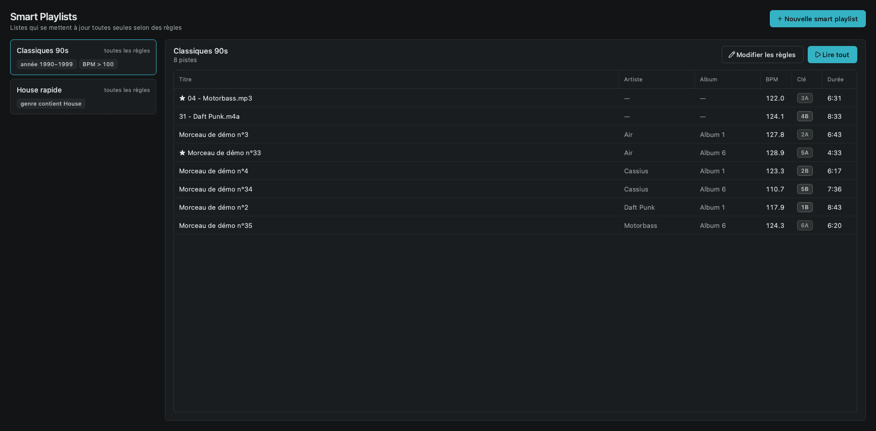 Smart Playlists view